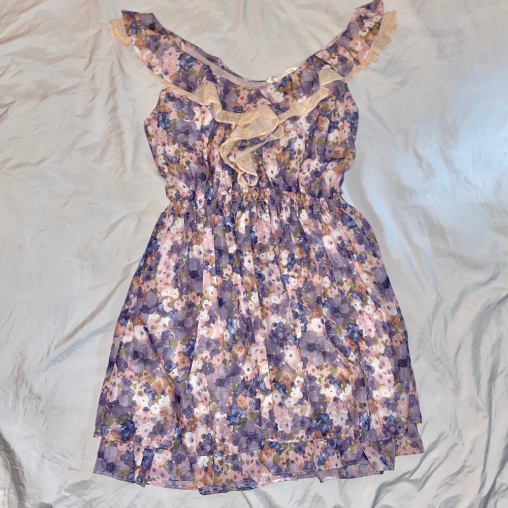 MM Couture - pretty floral ruffle mini dress Sz S